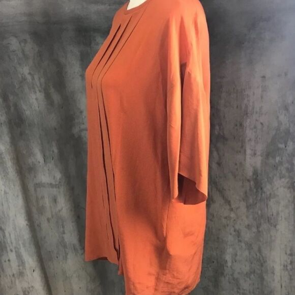 M Missoni Orange Silk Tunic Top Tuck Pleated Front Y - Picture 4 of 9
